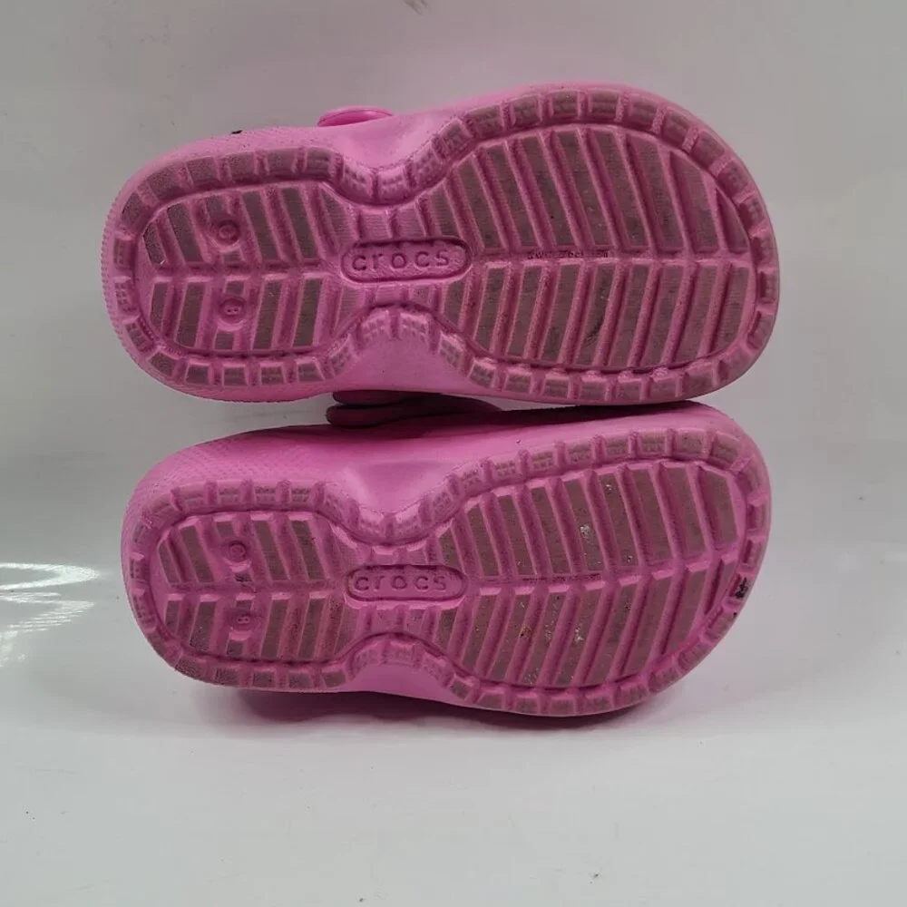 Crocs Girl's Pink Classic Lined Adjustable Slip-On Casual Clogs‎ Size US 8